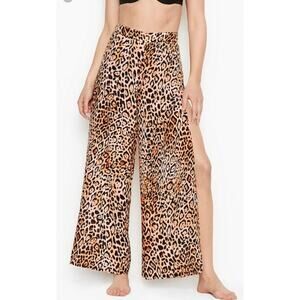 Victoria's secret swim Cayman NWT leopard pants large $49.50 wide leg slit sides